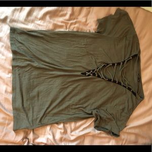 Army Green Laced-up shirt